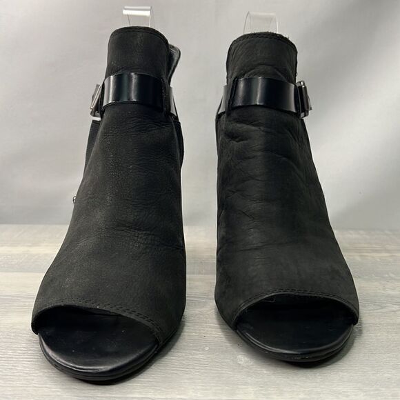 Franco Sarto Black Suede Open toe heeled booties size 9.5 - Picture 2 of 12